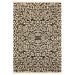 Bareens Designer Rugs - Modern Ellie Black/Ivory WoolandSilk Rug 4'0"x5'11" - An elegant hand knotted rug made of finest quality wool and viscous is a brilliant foundation for any room. Breathtaking intricate design with mesmerizing Intricacy with pleasing color palette will enumerate another dimension to your decor.