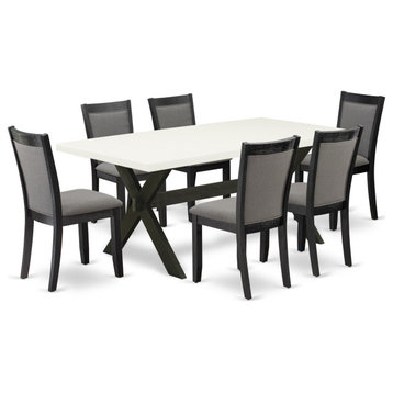 X627Mz650-7 7-Piece Dining Set, Rectangular Table and 6 Parson Chairs