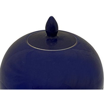 Simple Modern Handmade Plain Navy Blue Oval Porcelain Vase Jar Hws3275
