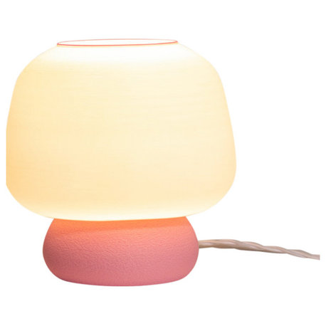 Mushroom 10" Plant-Based PLA Dimmable LED Table Lamp, White/Light Pink