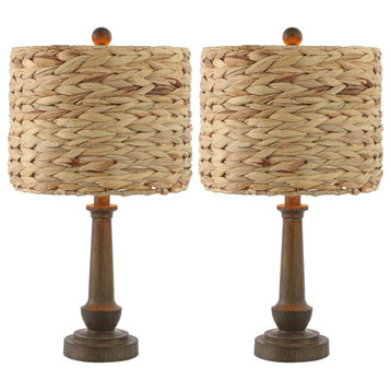 JONATHAN Y Lighting JYL4052 Pack of (2) Leona 22" Tall LED Accent - Brown Wood