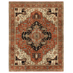 Exquisite Rugs - Fine Serapi Hand-Knotted Wool Rust/Ivory Area Rug, 9'x12' - Classic, timeless, elegant! This tradtional collection features a high knot density allowing for intricate designs in a fusion of traditional colors. Each rug is fit for any style of home decor today.