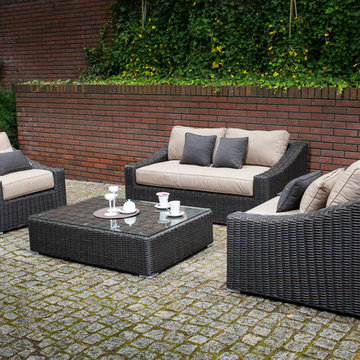 Toja Patio Furniture - Tuscan Love Seat Set - Red Brick Wall