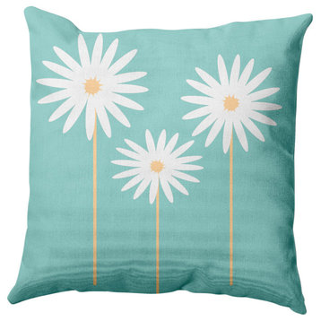 Floral Print Decorative Throw Pillow, Light Blue, 16"x16"