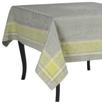 French Home Linen 71" x 104" Arboretum Tablecloth Grey and Chartreuse
