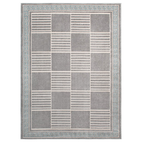 Brentwood Blocks  Contemporary Area Rug, Gray, 7'10"x9'10"