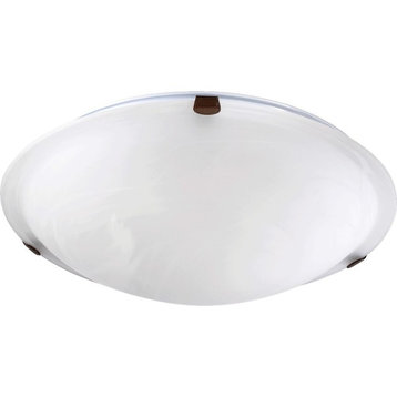 16" Faux Alabaster Ceiling Mount, Oiled Bronze