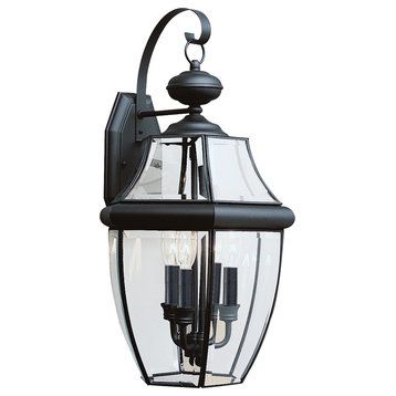 Sea Gull Lighting 3-Light Outdoor Lantern, Black