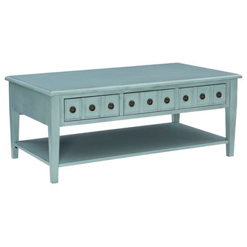 Bowery Hill Modern / Contemporary Wood Coffee Table in Teal Blue