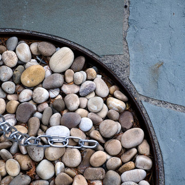 Rain Chain catchment detail at Red Barn, Red Brick