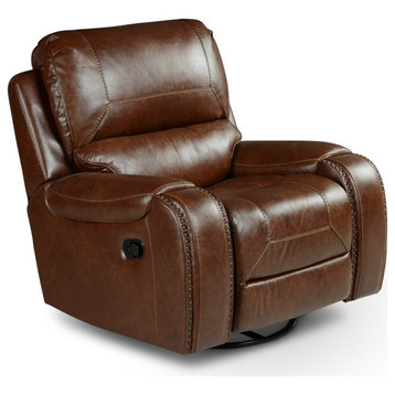 Keily Manual Swivel Glider Recliner Chair, Brown