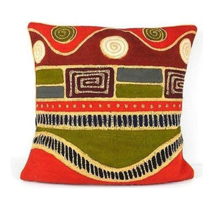 African Lizard Batik Pattern Pillow Cushion COVER ONLY 17/" Handmade Fair Trade