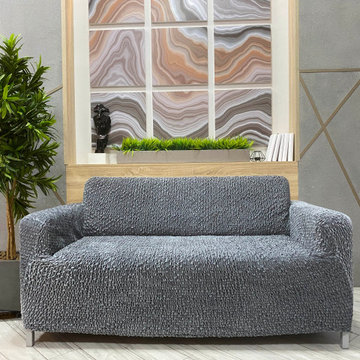 Grey Loveseat 2-Seater Slipcover | Velvet Collection | Interior design