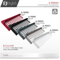 STYLISH Multipurpose Over Sink Roll-Up Dish Drying Rack, White