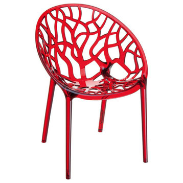 Crystal Polycarbonate Modern Dining Chair Transparent Red