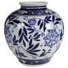 A&B Home 8.5 X 9" Aline Blue and White Floral Round Vase