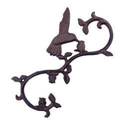 Import Wholesales - Cast Iron S Style Plant Hook, Drinking Hummingbird, 11.25" Long - Planter Hardware And Accessories