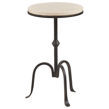 Madison Park Gaberial Creame Marble Accent Table With Curved Metal Legs
