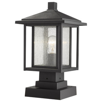 Aspen Collection 1 Light Outdoor Pier Mounted Fixture in Black Finish