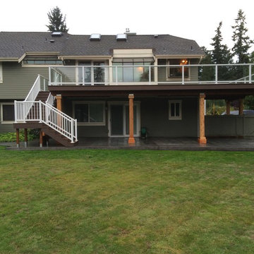 Clearview Railing , Composite Deck & Stamped Patio