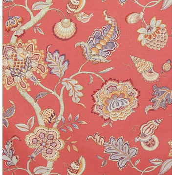 Orange Seashell Indienne Fabric Floral Tree of Life, Standard