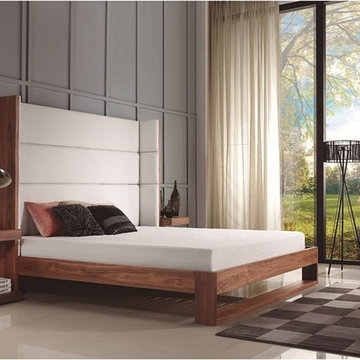 Lyon King Bed | White Eco-Leather