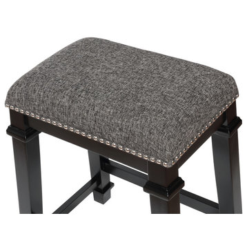 Kyley Black and White Tweed Backless Counter Stool