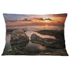 Rough Coast with Ancient Ruins Oversized Beach Throw Pillow, 12"x20"