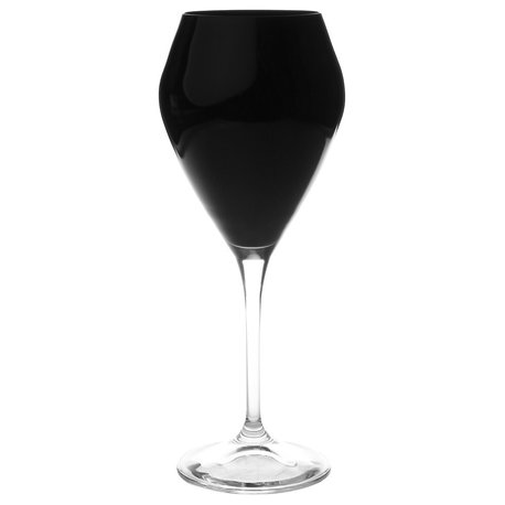 Classic Touch  V-Shaped Wine Glasses Black With Clear Stem, Set of 6