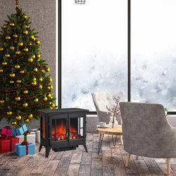 24" Electric Fireplace Stove 3D Infrared Portable Fireplace Heater Freestanding - Indoor Fireplaces