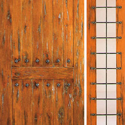 Prehung Door With One Sidelight, Exterior, Knotty Alder, Clavos - Front Doors