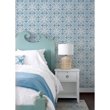 Concord Blue Medallion Wallpaper, Swatch