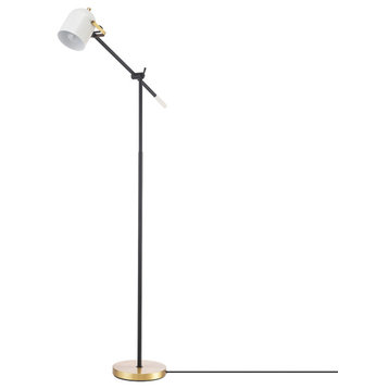Florence 65" Matte Black Floor Lamp with White Shade