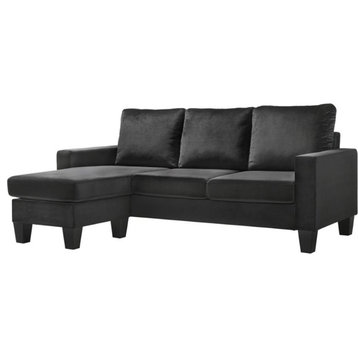 Glory Furniture Jessica Velvet Sofa Chaise in Black