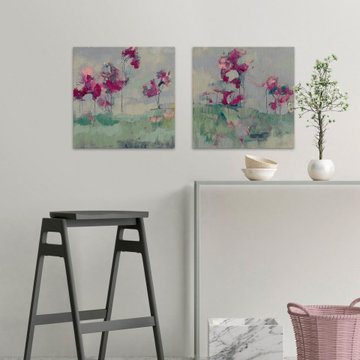 Fuchsia Treeline Diptych