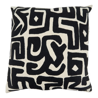 18x18 Cotton Moroccan Design Square Pillow Cover Natural - Saro