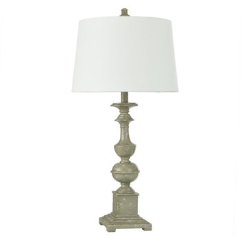 Cromwell 31" Table Lamp-Antique Sage/Green-Grey, White Tapered