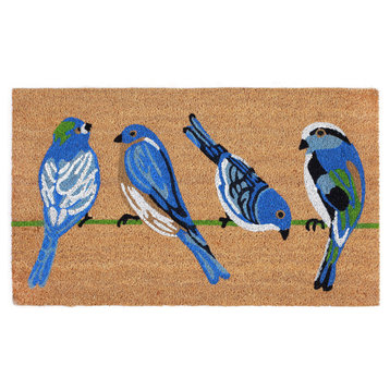 Liora Manne Natura Blue Birds Outdoor Mat Natural 1'6"x2'6"