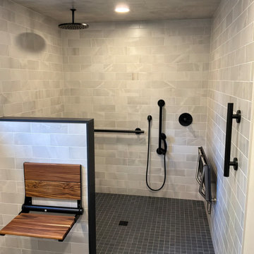 Fully accessible bathroom with zero-barrier shower