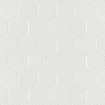 Domino White Matte 2x2 Hexagon Mosaic, Sample