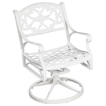 Patio Swivel Rocking Chair, Rustproof Aluminum With Scrolled Details, Off White,