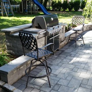Maplewood expanded side patio with water feature