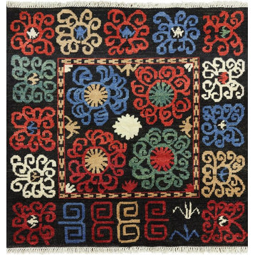 5' Square Arts and Crafts Handmade Area Rug, P5519