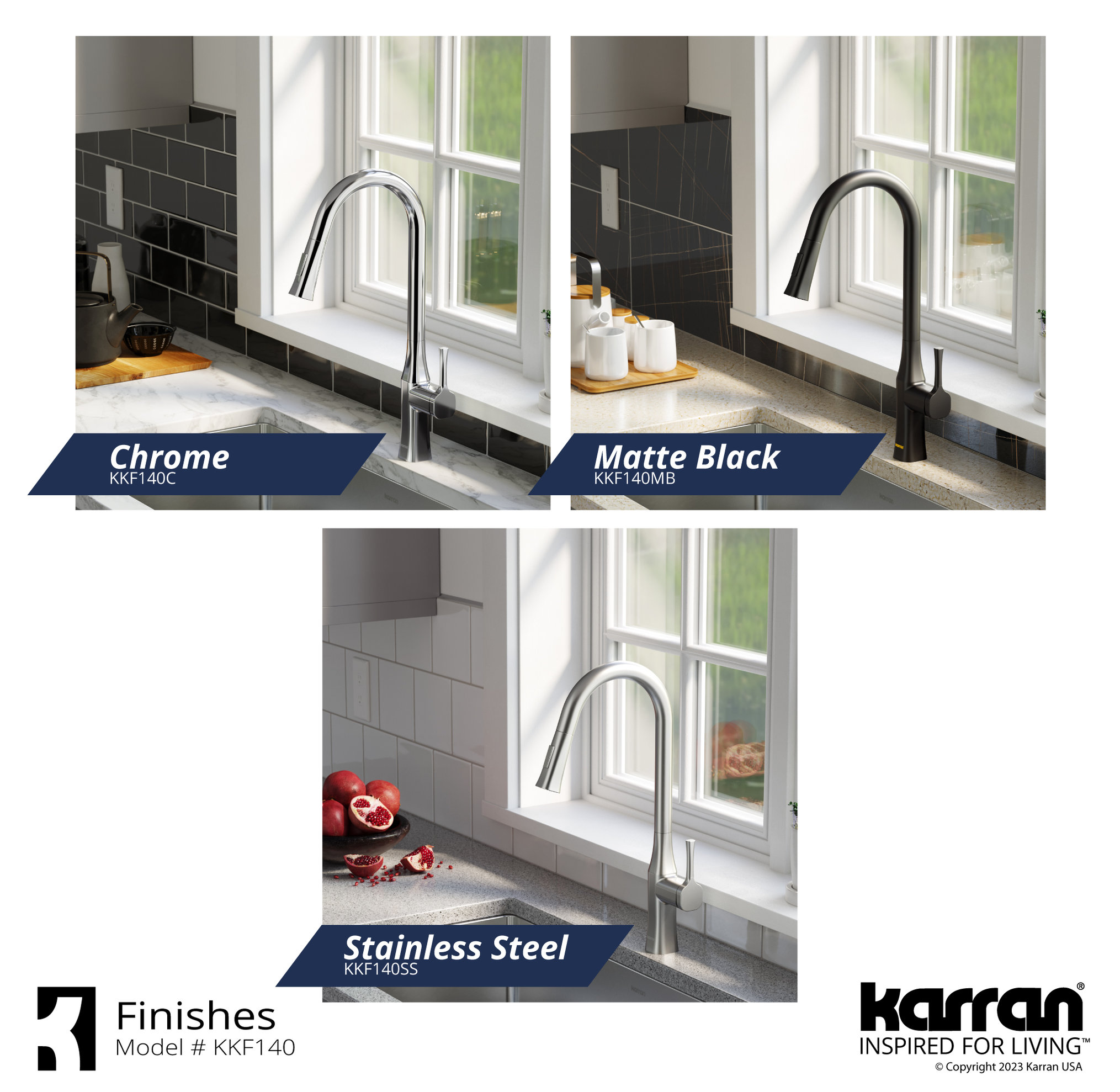 Karran KKF140 1-Handle Pull-Down Sprayer Kitchen Faucet, Stainless Steel