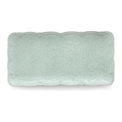 Arte Italica Merletto Aqua Rectangular Scalloped Tray - Dinnerware