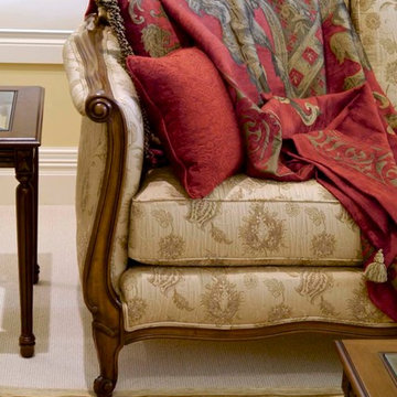 Lounge Room with Louis daybed and damask chenille f fabric