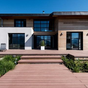 Contemporain Terrasse En Bois Et Balcon