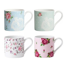 Royal Albert New Country Roses Modern Mugs, White, 4-Piece Set