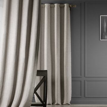 Clay Faux Linen Grommet Blackout Room Darkening Curtain