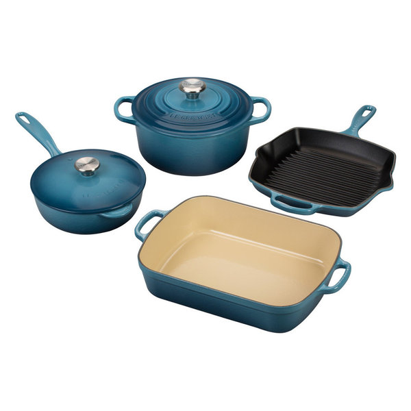 Le Creuset Signature Marine Enameled Cast Iron 6 Piece Cookware Set